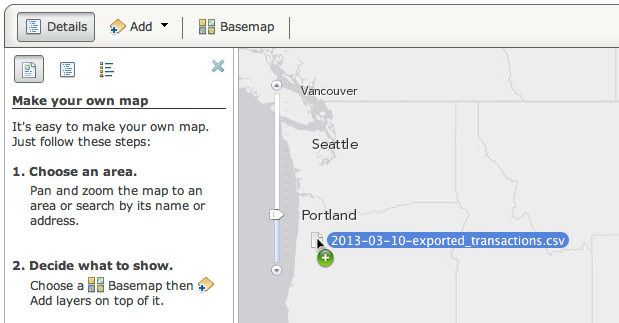 Drag CSV file to the map