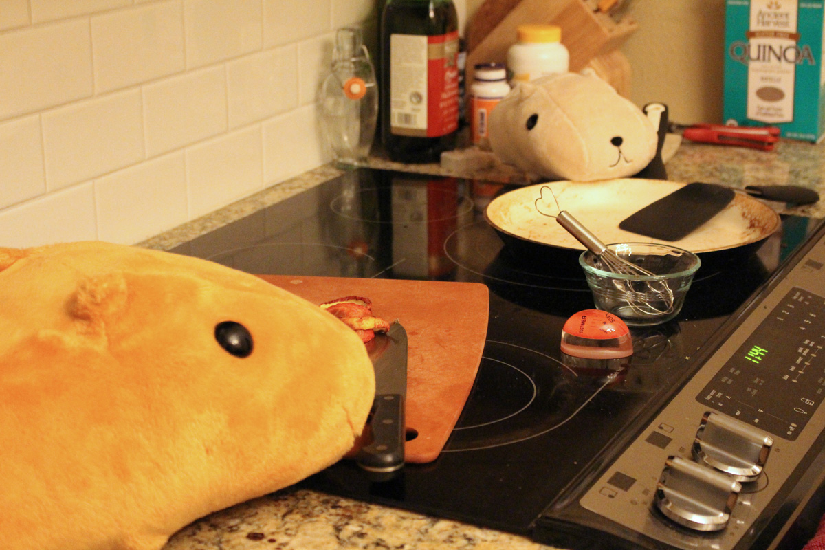 Capybaras cooking dinner