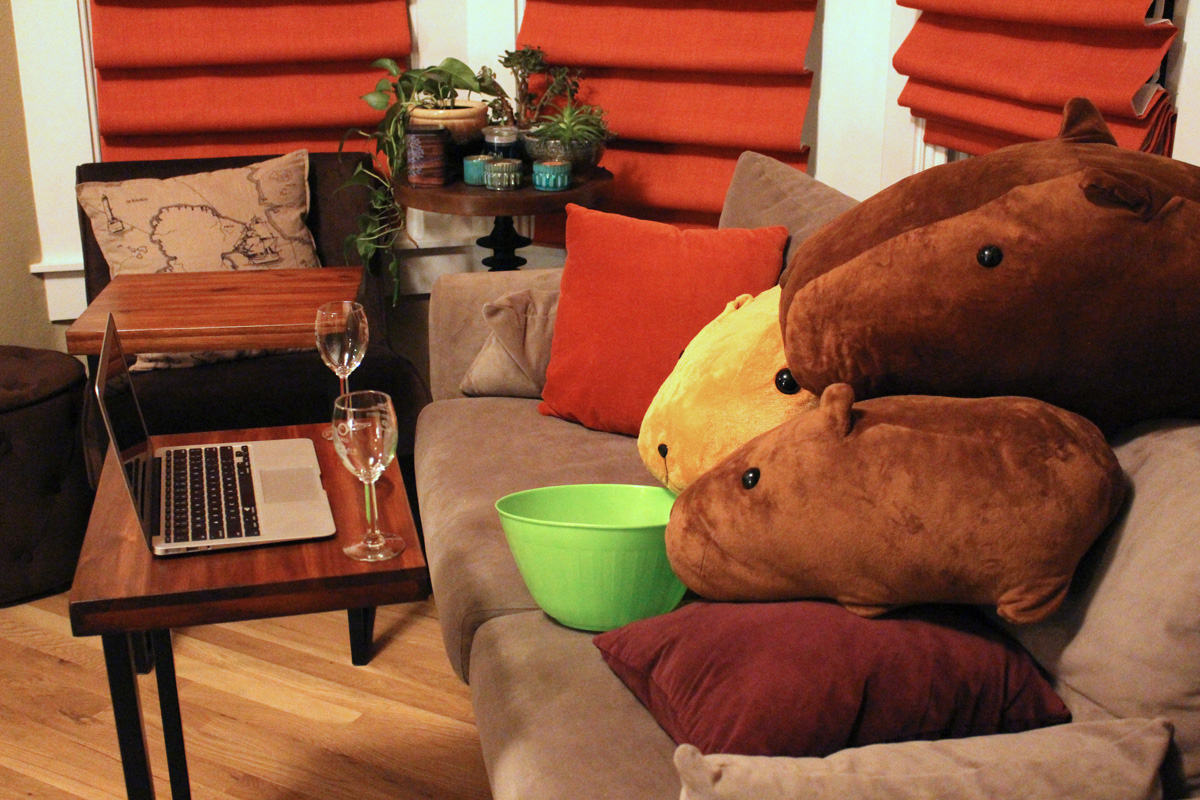 Capybaras watching a movie