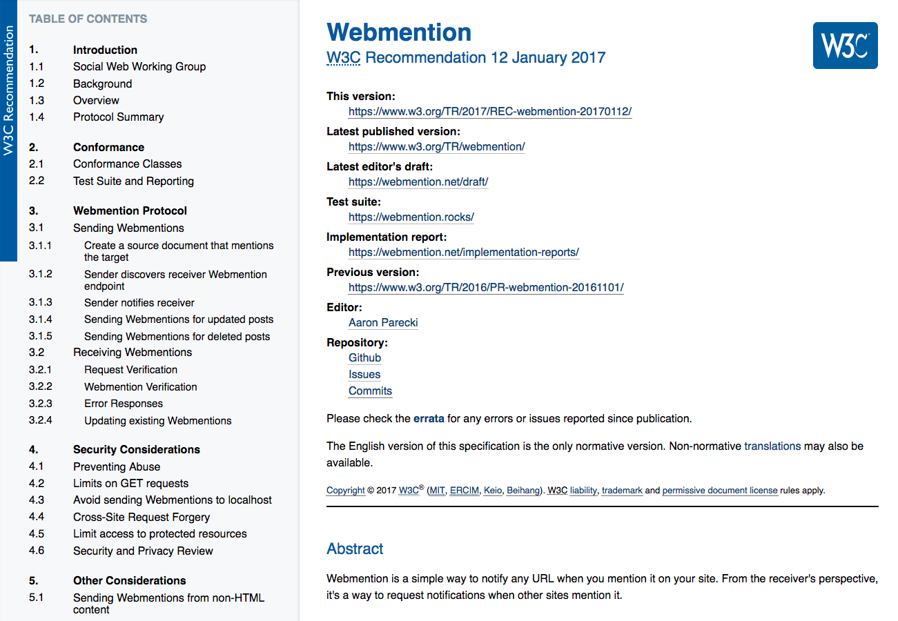 Webmention spec