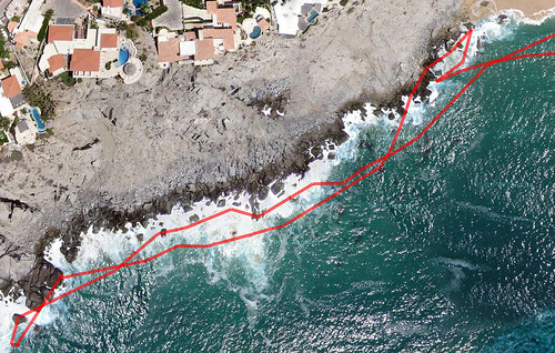 GPS logs from climbing rocks at the ocean