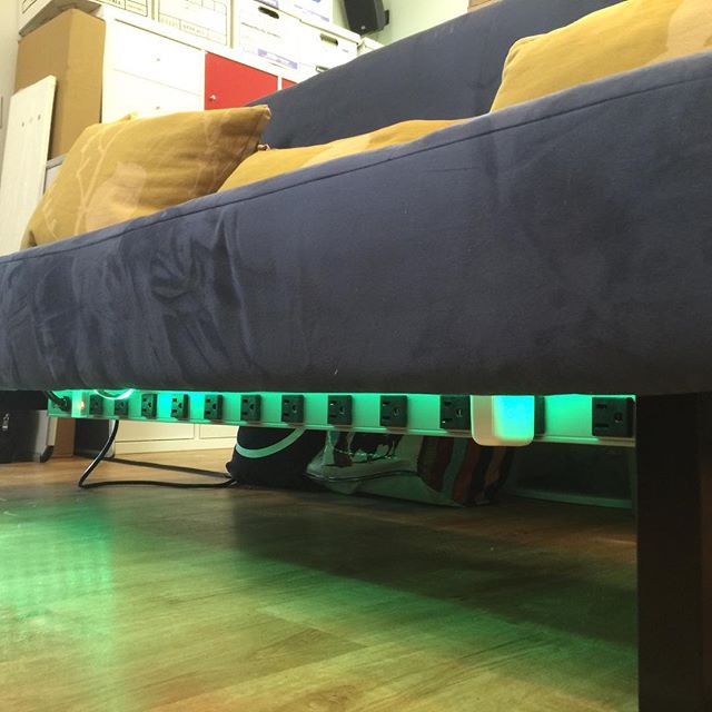 Finished result! Power strip under the couch! ikeahacks • Aaron Parecki